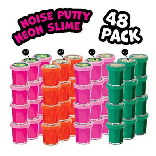 48 Pieces Mega Slime Party Favors 1.5" Mini Noise Putty in Assorted Neon Colors Bulk Toys Stocking Stuffers and Birthday Party Favors 4 Dozen Pack {2}