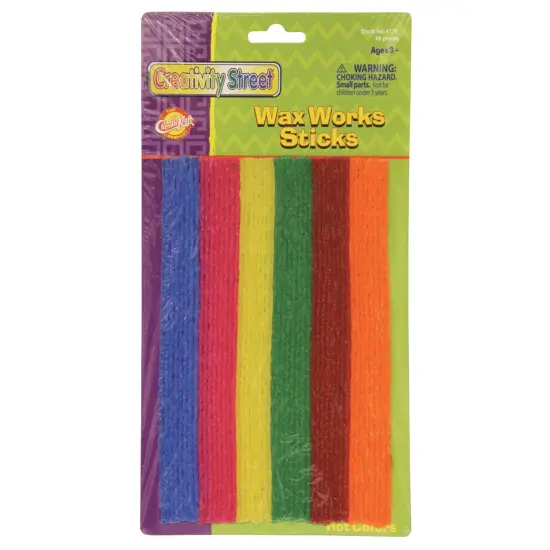 Wax Works&reg; Sticks, Assorted Hot Colors, 8", 48 Pieces {1}