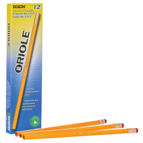 Pencils, No. 2.5 Medium Yellow, Unsharpened, Box of 12 {1}