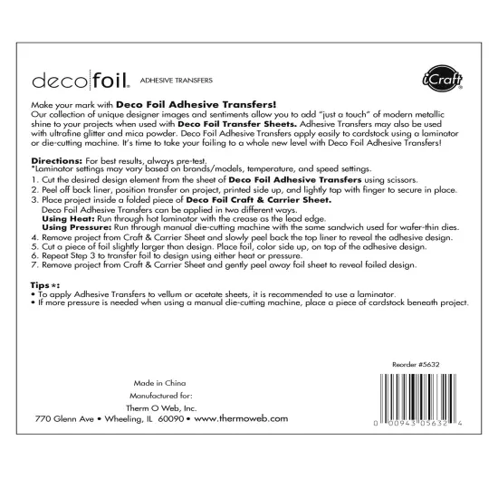 Deco Foil Adhesive Transfer Sheets by Unity 5.9" x 5.9"-Sentiments 1 {3}