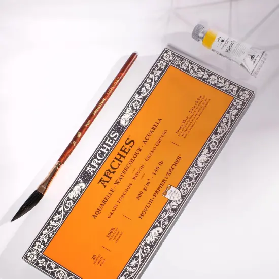 Arches Aquarelle Rough Watercolor Block 3.9"X9.8"- 140lb, 20 Sheets {3}