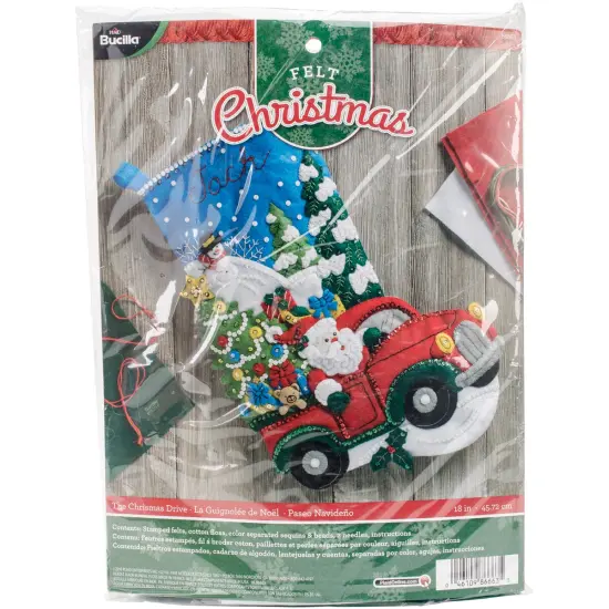 Bucilla Felt Stocking Applique Kit 18" Long-The Christmas Drive {1}