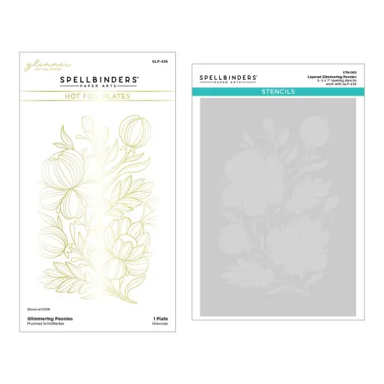 Spellbinders Glimmer Plate And Stencil Bundle-Glimmering Peonies {1}