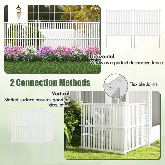 Costway 2/4 Air Conditioner Fence Panels with Metal Ground Stakes No Dig Trash Can Enclosure {6}