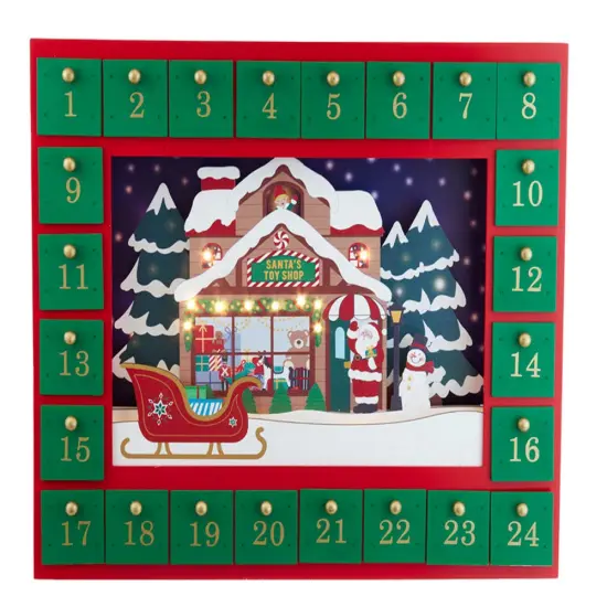 Kurt Adler 14.3-Inch Battery-Operated Santa Toy Shop Advent Calendar {1}