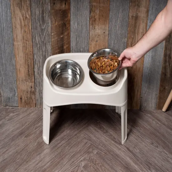 IRIS Large Plastic Elevated Feeder Almond {6}