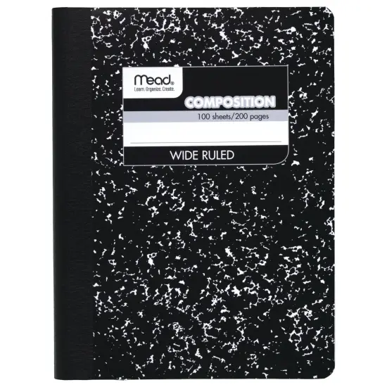 Composition Book, Wide Ruled, 100 Sheets, 9 3/4" x 7 1/2", Black Marble {1}
