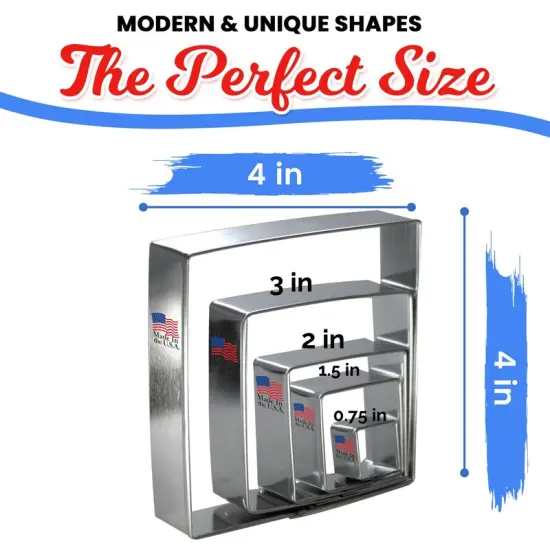 Square Cookie Cutters 5 Pc Set. USA Tin Plate Steel - By CookieCutter.Com {3}