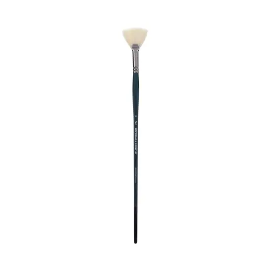 Creative Mark Imperial Professional Chungking Hog Bristle Brush - Fan , Handmade Long Handle Oil Paint Brushes for Artists, Nickel-Plated Brass Ferrules, Stiff Yet Soft Natural Bristles {1}