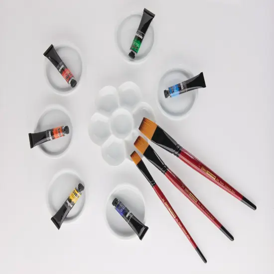 Creative Mark Ebony Splendor Short-Handle Synthetic Sable Paint Brush, Rigger Set of 4, Teijin Multi-Filament Hair, Handcrafted Synthetic Paint Brushes for Acrylic Painting, Watercolor Painting {5}