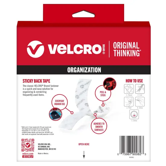VELCRO(R) Brand Sticky Back Tape .75X15'-White {2}
