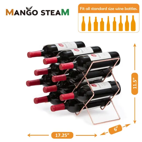 Mango Steam Modern Hexagon 10-Bottle Metal Wine Rack Rose-gold {5}