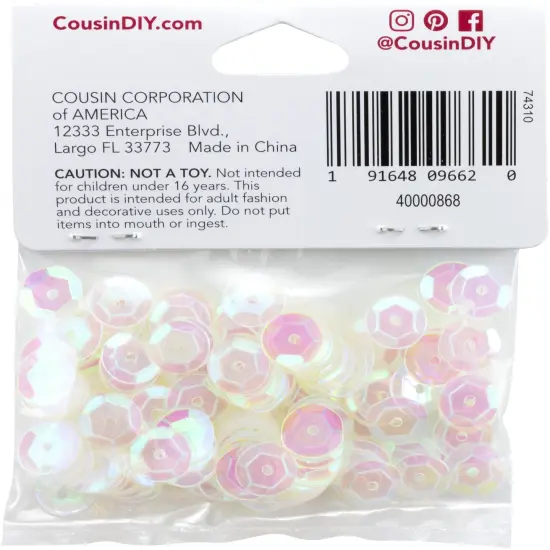 CousinDIY Cupped Sequins-Crystal Iridescent, 8mm 200/Pkg {3}