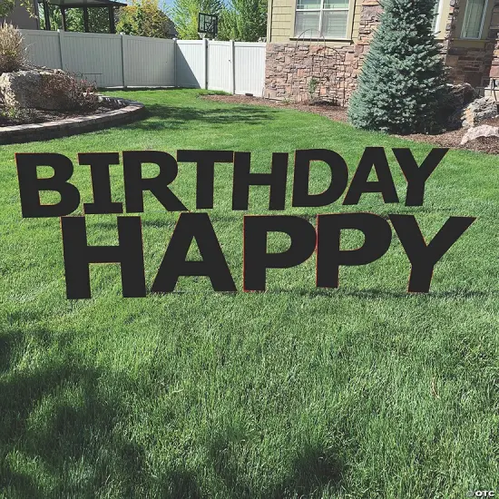 20" x 20" Happy Birthday Yard Signs 13 Pc Black {6}