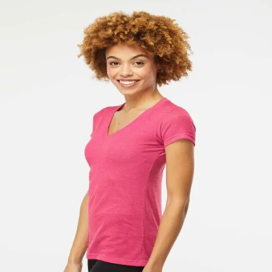 Gildan&reg; Softstyle Ladies Fit V-Neck T-Shirt Dark Heather {7}