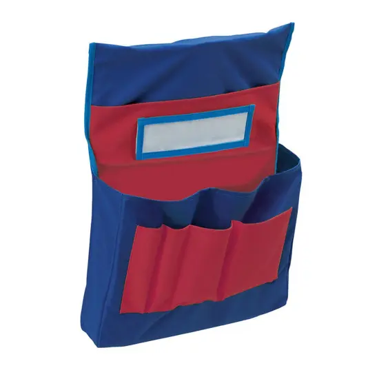 Chair Storage Pocket Chart, Blue & Red, 18-1/2"H x 14-1/2"W x 2-1/2"D, 1 Chart {1}