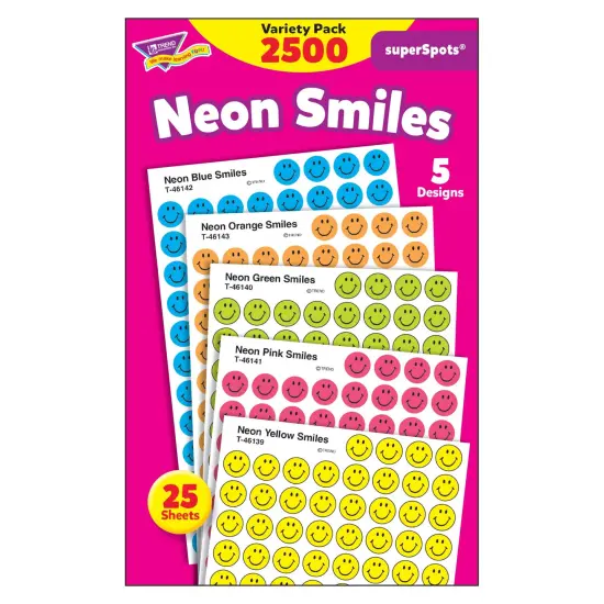 Neon Smiles superSpots&reg; Stickers Variety Pack, 2500 ct {1}