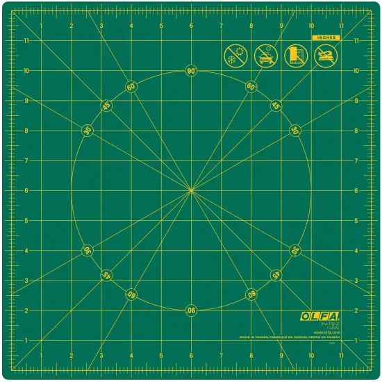 OLFA Rotating Rotary Cutting Mat 12"X12"-Green {1}