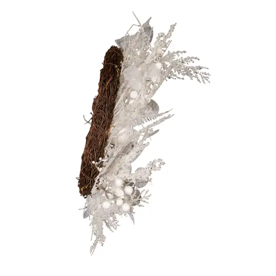 Kurt Adler 24-Inch Un-Lit Decorated White Rattan Wreath {4}