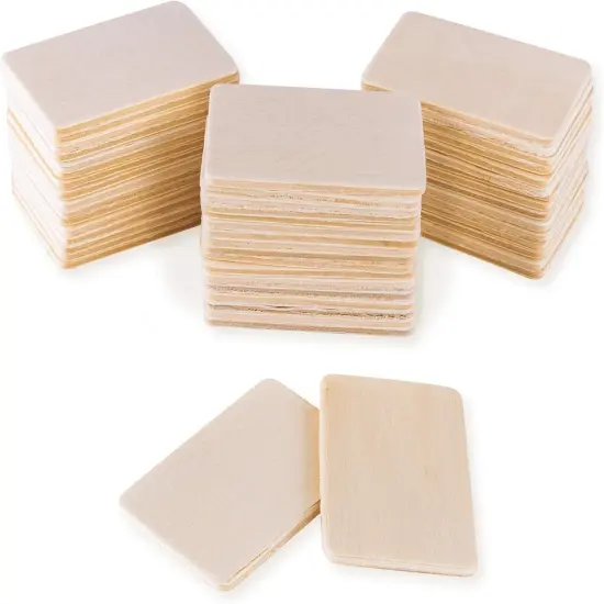 50 Pack Unfinished Natural Wood Rectangle Blank Pieces Wooden Tags {1}