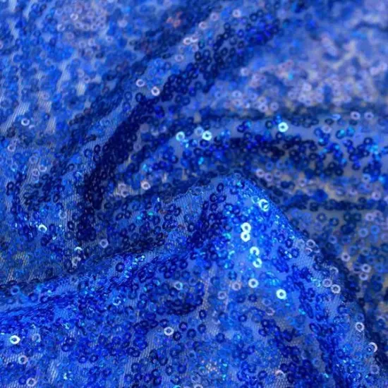 1 Yard Flirt Stretch Mesh Sequin Fabric Lightweight 4-Way Stretch Embroidered Cluster Sequins 60" Width Royal/Royal {1}