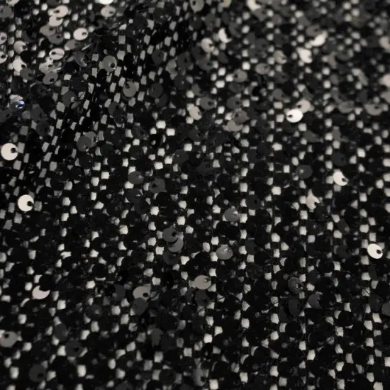 1 Yard Crescendo Stretch Netting Sequin Fabric 2-Way Stretch Flair Netting Sequin 56" Width Black {1}