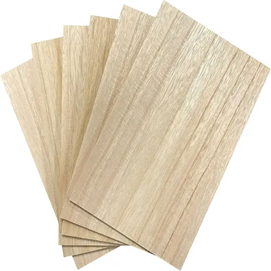6 Pieces Veneered MDF Double Sided Paulownia Wood,MDF Core,6.4mm 1/4th Inch, 7" x11" Rectangle Slice {1}