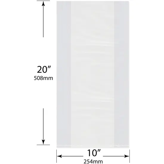 Plymor 10" x 4" x 20" (Pack of 100), 1 Mil Gusseted Plastic Bags {3}