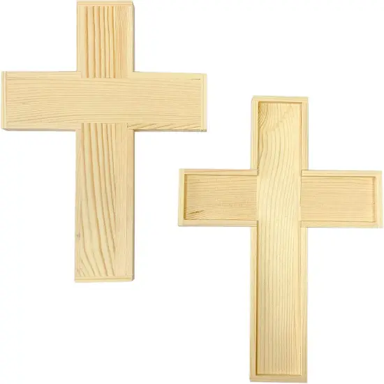 12 Pack Unfinished Wood Crosses Natural Solid Wooden Cross for Crafts (9 x 6.3 x 0.47Inches) {3}