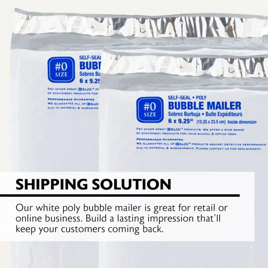 BAZIC Poly Bubble Mailer (#0) 6" x 9.25" (4/Pack) {5}