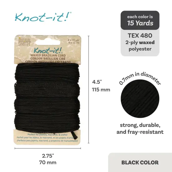 The Beadsmith Brazillian Waxed Cord Mix Black {4}