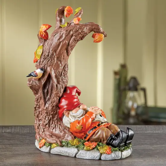 Collections Etc Hand-Painted Motion-Activated Snoring Gnome Garden Statue {4}