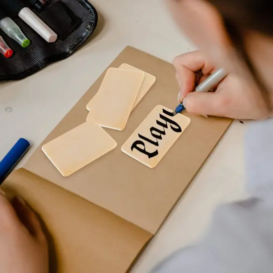 50 Pack Unfinished Natural Wood Rectangle Blank Pieces Wooden Tags {4}