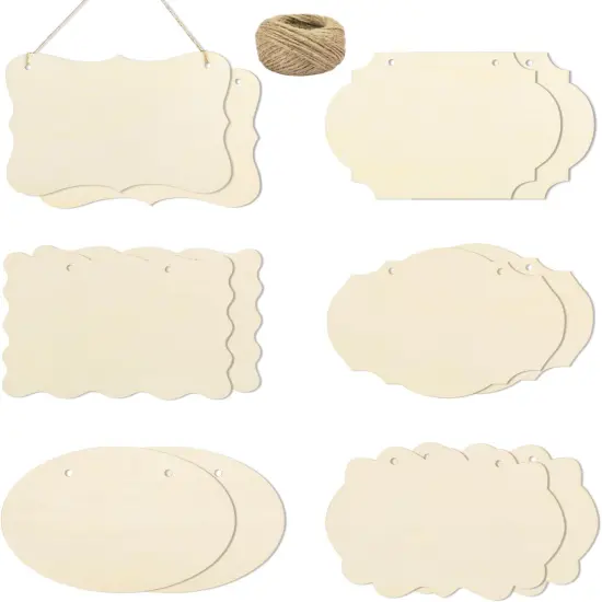 48 PCS Unfinished Rectangle Hanging Signs {1}