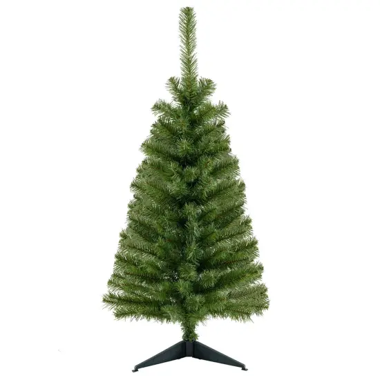 Costway 3ft Unlit Artificial Christmas Halloween Mini Tree Black with Plastic Stand Green/Black/Pink {7}