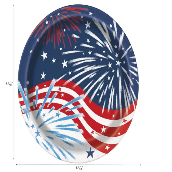 Patriotic Fireworks 4th of July Round 9" Dinner Plates - 8ct {2}