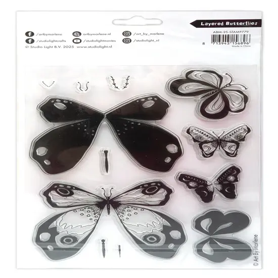 Studio Light Art By Marlene Clear Stamps 12/Pkg-Nr.779 Layered Butterflies {3}