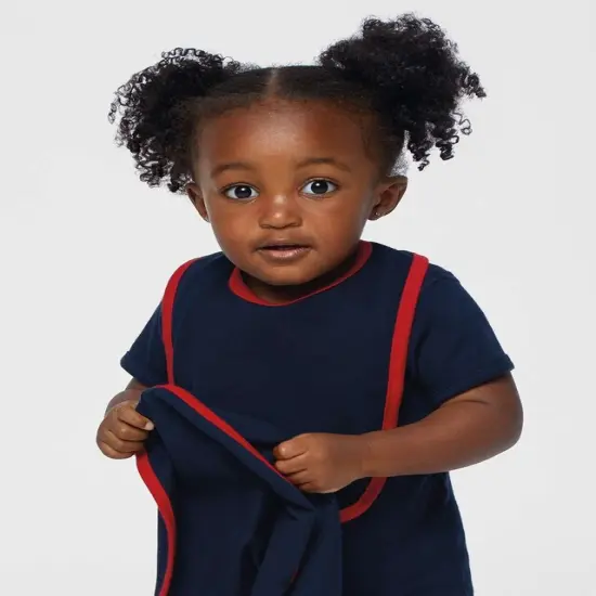 Rabbit Skins&reg; Infant Soft Contrast Trim Jersey Bib navy/ red {1}