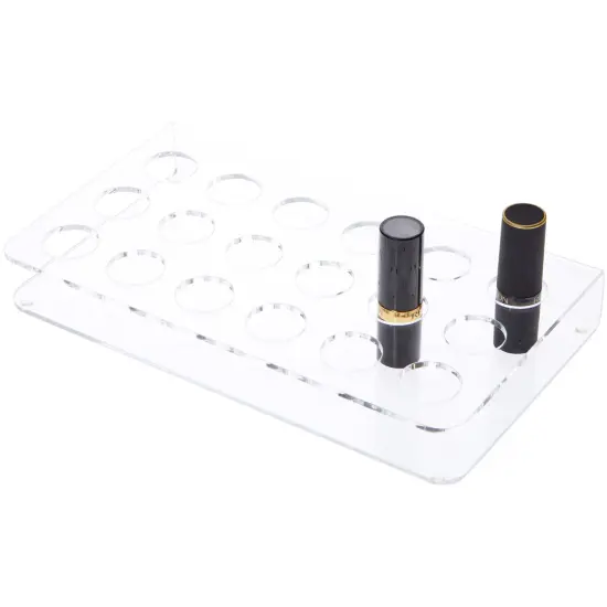 Plymor Clear Acrylic Display for 18 Round Lipstick Tubes, 1.5" H x 9.5" W x 5.5" D {3}