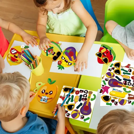 32 Packs Summer Fruit Craft Kits for Kids Hawaiian Fruit DIY Sticker Art Craft Set Summer Party Favors {3}