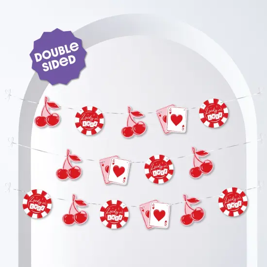 Big Dot of Happiness Lucky in Love Garland Banner, Las Vegas Bachelorette Party Decor, 30 Feet of Cord, 15 Double-Sided Favor Pieces {3}