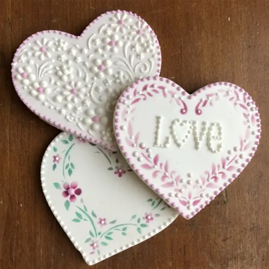 Floral Hearts Cookie Stencil Set | C1055 by Designer Stencils | Cookie Decorating Tools | Baking Stencils for Royal Icing, Airbrush, Dusting Powder | Reusable Plastic Food Grade Stencil for Cookies | Easy to Use & Clean Cookie Stencil {2}