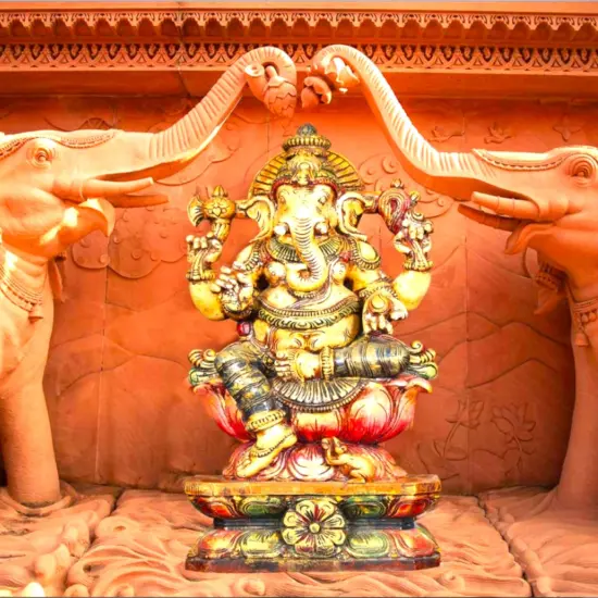 Elephant Ganesh Backdrop Indian Traditional Cloth 5x8 Feet Backdrop Pooja Banner Indian Wall Art Photo Decor Banner Diwali Decor Wedding Backdrop Decorative Pooja Cloth {6}