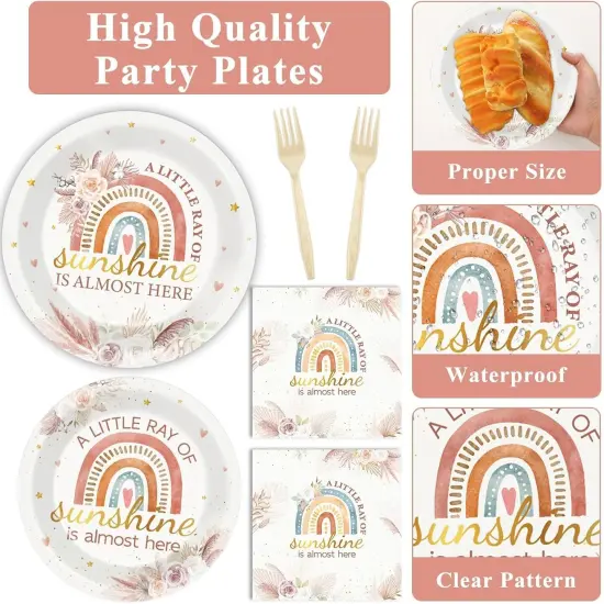 96 Pcs Boho Rainbow Party Decorations {3}