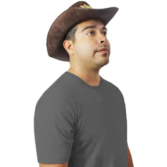 Novelty Felt Cowboy Sheriff's Hat - Fun Party Outfit Costume with Gold Braid for Halloween, Office Parties Brown {3}