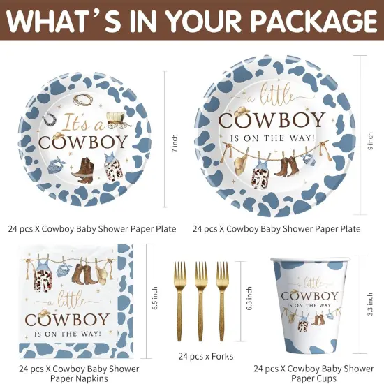 Serves 24-Western Cowboy Baby Shower Decorations Tableware {2}