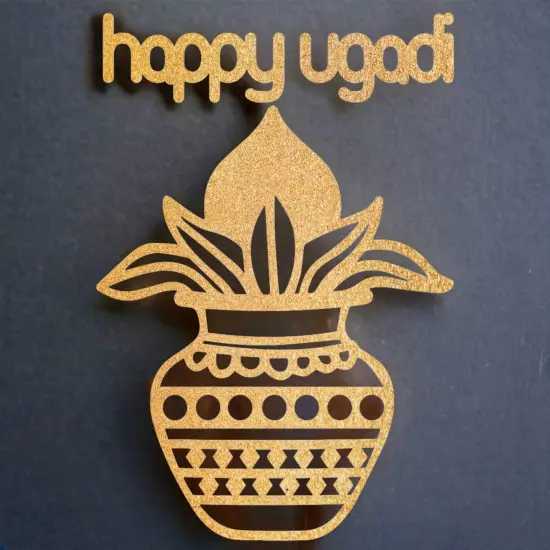 Ugadi Wall Decor Mangal Kalash Happy Ugadi Text Sticker Decorative Cutout Diy Indian Backdrop Traditional Telugu New Year Wall Decor Puja Mandir Ugadi Celebration Spiritual Gift Red {4}