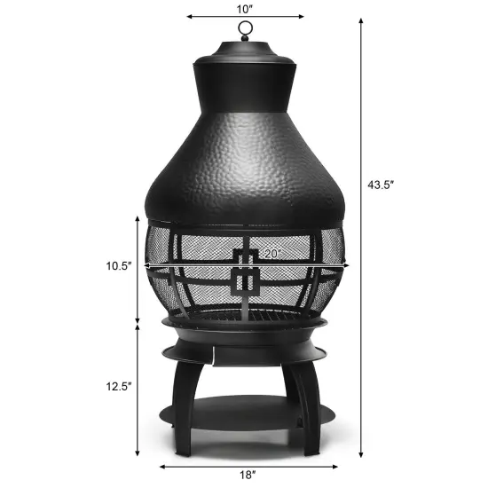 Black Iron Outdoor Chimenea Fireplace and Smokeless Design {5}
