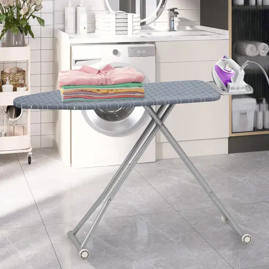 Foldable Ironing Board with 7 Height Levels Foam Padding and Steel Frame Iron Holder Included {2}