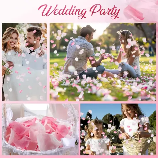 180 PCS Real Pink White Rose Flower Petals Confetti for Wedding {5}